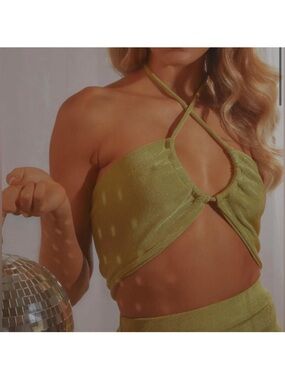 NWT Peppermayo Green Crisscross Halter Crop Top- Size 0